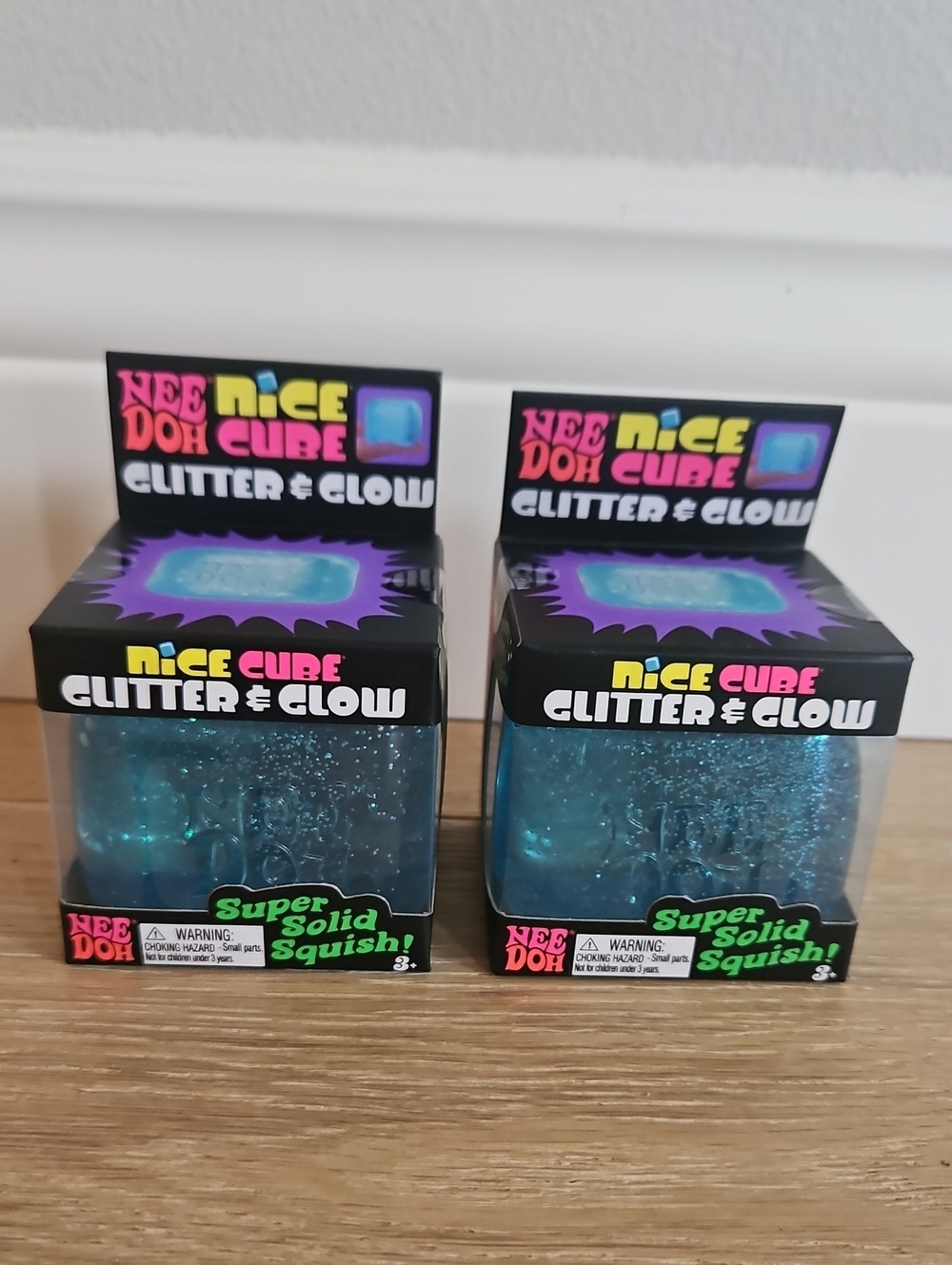2 NEEDOH Nice Cube Glitter & Glow Super Solid Squish - Blue
